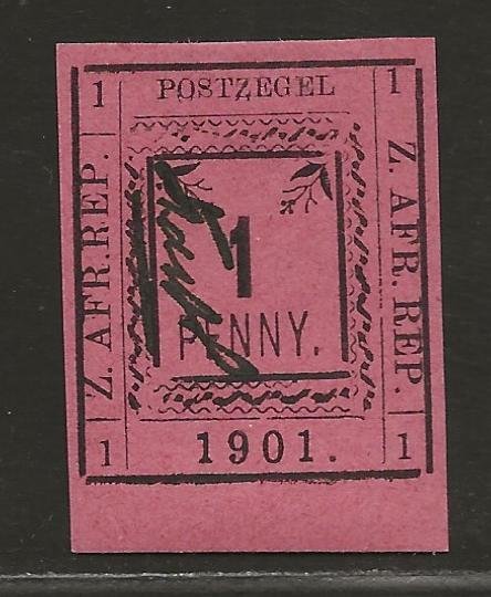 TRANSVAAL SC# 180 (SG#6d)   NO BAR UNDER TOP RT '1'   VF/CTO