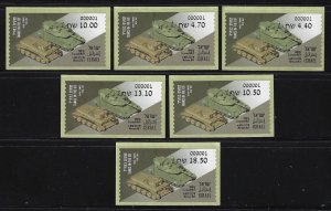 ISRAEL STAMPS 2026 TANKS IN THE IDF SET MACHINE 001 LABEL MNH MILITARY