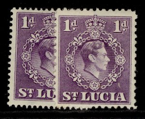 ST. LUCIA GVI SG129 + 129a, 1d PERF VARIETIES, M MINT.