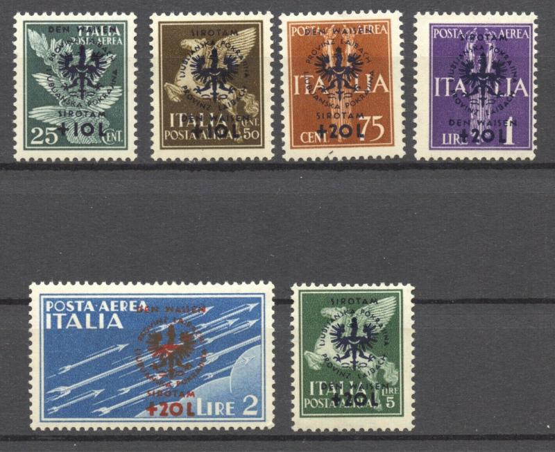 German Occupation 1944 Laibach,   Mi. 33 to 38 , mint, hinged, complete set of 5