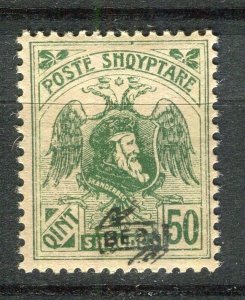 ALBANIA; 1920 early Skanderbeg Optd. issue Mint hinged 50q. value