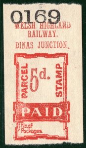 GB Wales WELSH HIGHLAND RAILWAY 5d Red *DINAS JUNCTION* Parcel Stamp MNG PIW75