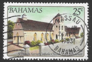 Bahamas Scott 526 Used 25c St Francis Xavier Catholic Church Issue of 1982