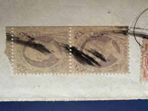 Scott U.S. #148 6c Lincoln and Scott U.S. 153 pair on legal cover