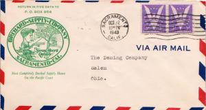 United States California Sacramento 1943 machine  3c Win The War (2) Airmail ...