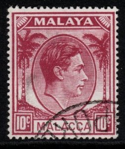 MALAYA MALACCA SG9 1949 10c PURPLE FINE USED