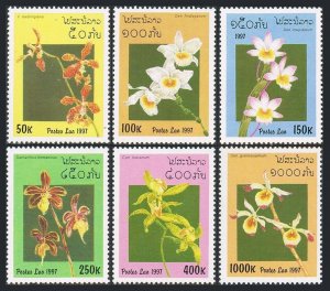 Laos 1322-1327, 1328, MNH. Orchids 1997.