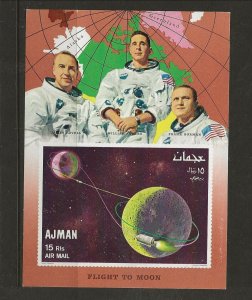 AJMAN MI BL 68 NH SOUVENIR SHEET of 1968 - SPACE - FLIGHT TO MOON