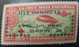 O) 1927 SPAIN, THE SPANISH RED CROSS SOCIETY - INVERTED OVERPRINT ALFONSO XII