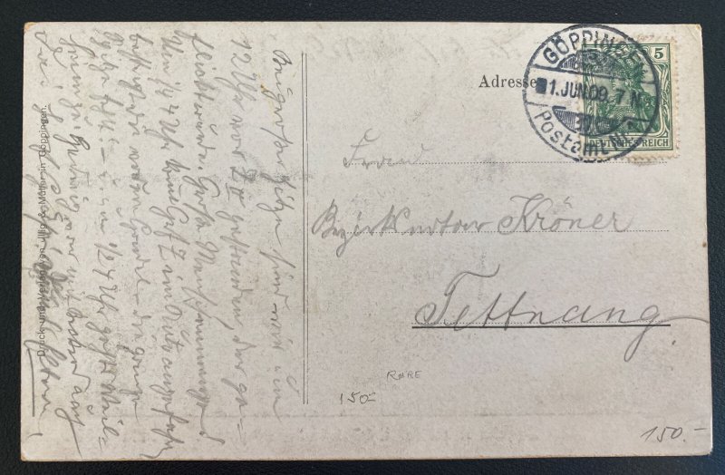 1909 Goppingen Germany Picture Postcard Cover Zeppelin II Disaster