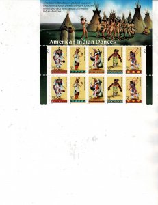 American Indian Dances 32c US Postage Half-Sheet #3072-76 VF MNH
