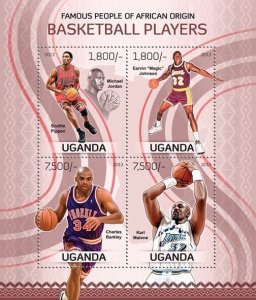 UGANDA - 2013 - Basketballers of African Origin -Perf 4v Sheet-Mint Never Hinged