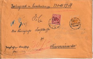 SCHALLSTAMPS GERMANY REICH 1894 MONEY ORDER SEALED COVER & CERTIFICATE CANC PLON