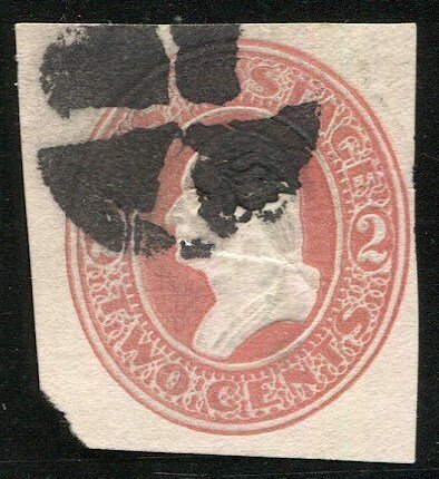 1883 Scott U227 Used 2c Washington red/white ps cut square