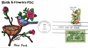 #1984 New York Birds - Flowers Combo Slyter FDC