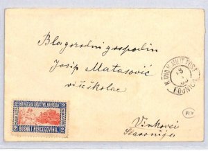 Austria BOSNIA Cover Military FPO Vinkovci 1908 CROATIA LABEL {samwells}ZV51