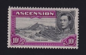 Ascension Sc #49 (1944) 10/- red violet King George VI Perf 13 Mint VF H