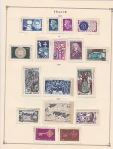 france 1967 stamps page mounted mint & used ref 17489