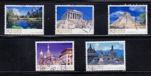 Japan 2015 Sc#3835-3839 Overseas World Heritage Sites Series 5 used