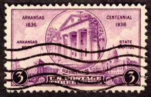 1936, US 3c, Centennial Arkansas Statehood, Used, Sc 782