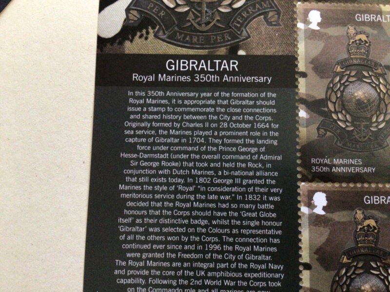 Gibraltar 2014 Royal Marines mint never hinged  stamps sheet  A14071