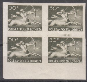 Poland - 1948 Air stamp impeforated block of 4 Sc# C24 - MNH (7017)