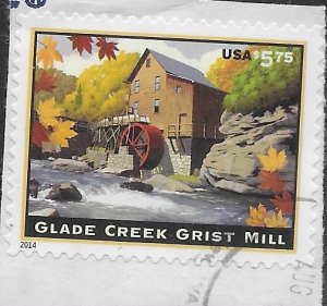 US #4927 Single - Used on piece. Glade Creek Grist Mill - very nice.