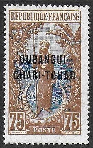 Ubangi-Shari 1915-22 75c #19 Fine HR CV $14.50