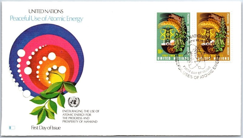 UN UNITED NATIONS FIRST DAY COVER PEACEFUL USES OF ATOMIC ENERGY CACHET #5