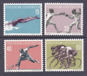 Liechtenstein 308-11 MNH OG 1957 Various Sports Complete 4 Stamp Set Very Fine