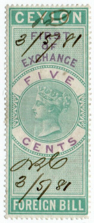 (I.B) Ceylon Revenue : Foreign Bill 5c (First)