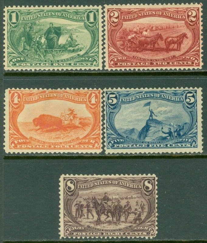 EDW1949SELL : USA 1898 Scott #285-89 F-VF, Mint OG. Minor faults. Catalog $402.