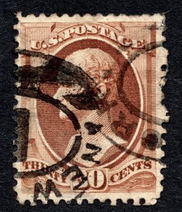 US 1888 30¢ Brown Hamilton Stamp #217 Used CV $90