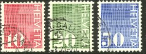 SWITZERLAND 1970 COIL STAMP Set Sc 521-523 VFU