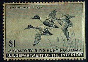 USA, 1945 Duck Stamp, Scott RW12, Mint