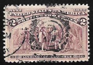 231 2 cent SUPERB FANCY Violet, Columbia Issue Stamp used F