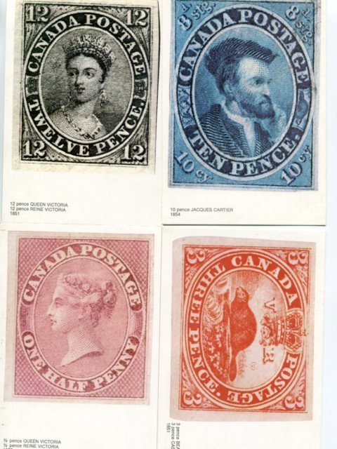Canada 4 Postcards  Classic stamps VF     - Lakeshore Philatelics