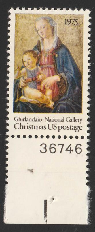 SC# 1579 - (10c) - Madonna & Child, MNH plate # single 36746