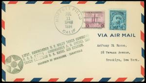 7/11/34 USS Macon H. V. WILEY, A. H. DRESEL TAKE COMMAND, Sunnyvale COC Cachet!