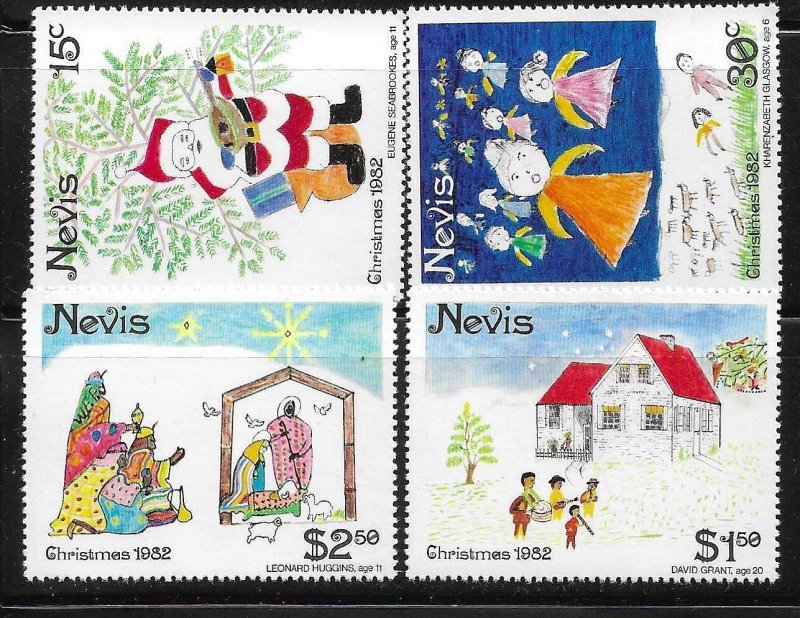 Nevis 1982 Christmas Children Drawing Sc 159-162 MNH A2642