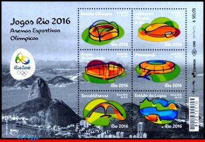 3333 BRAZIL 2016 OLYMPIC GAMES, RIO 2016, ARENAS, UPAEP AMERICA, RHM B-192, MNH