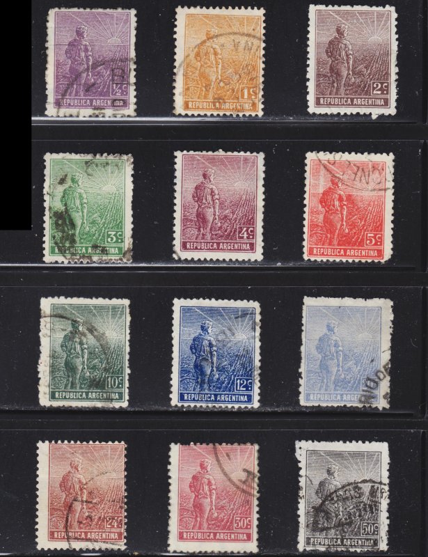 Argentina Scott 189-200 complete set F to VF used.