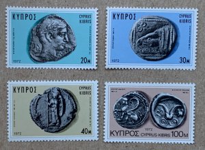 Cyprus 1972 Ancient Coins of Cyprus, MNH. Scott 386-389, CV $1.50.