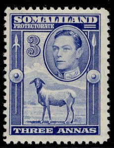 SOMALILAND PROTECTORATE GVI SG96, 3a bright blue, M MINT. Cat £18.