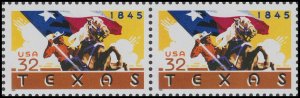 US 2968 Statehood Texas 32c horz pair MNH 1995