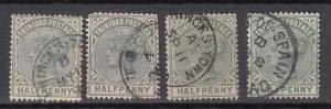 Trinidad - 1883 QV 1/2p cancel stamp lot (9468)