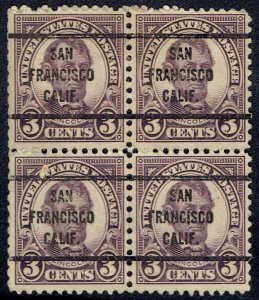 1927 3c Lincoln precancel f/SAN FRANCISCO CA 635-63  10.5 Blk/4! Nice Multiple!!