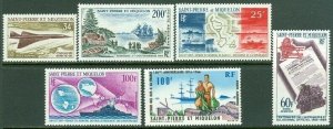 EDW1949SELL : ST PIERRE 1963-69 Sc #C27, 33-36, 40 All Very Fine, MNH. Cat $156.