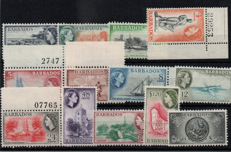 Barbados QEII 1953 mint MH set SG289-301 WS38764