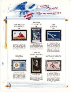 U S 1962 Commemorative Mint NH Year Set on White Ace Album Pages - 3 Scans